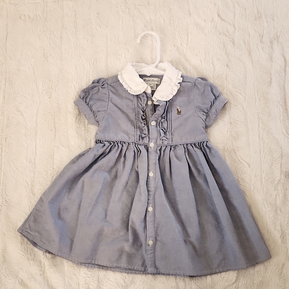 Ralph Lauren Baby Denim Cotton Dress 👗 12 mo girls - Picture 1 of 3